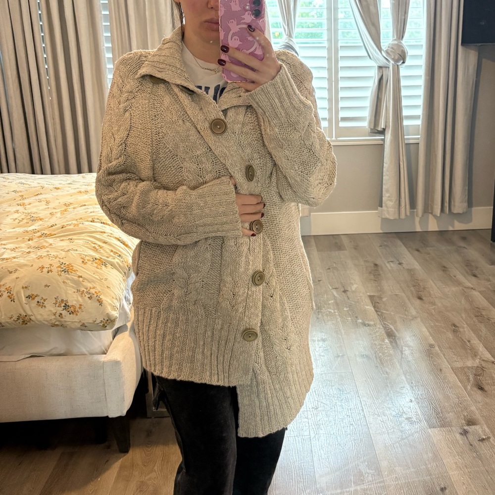 Free People Cream Knit Sweater